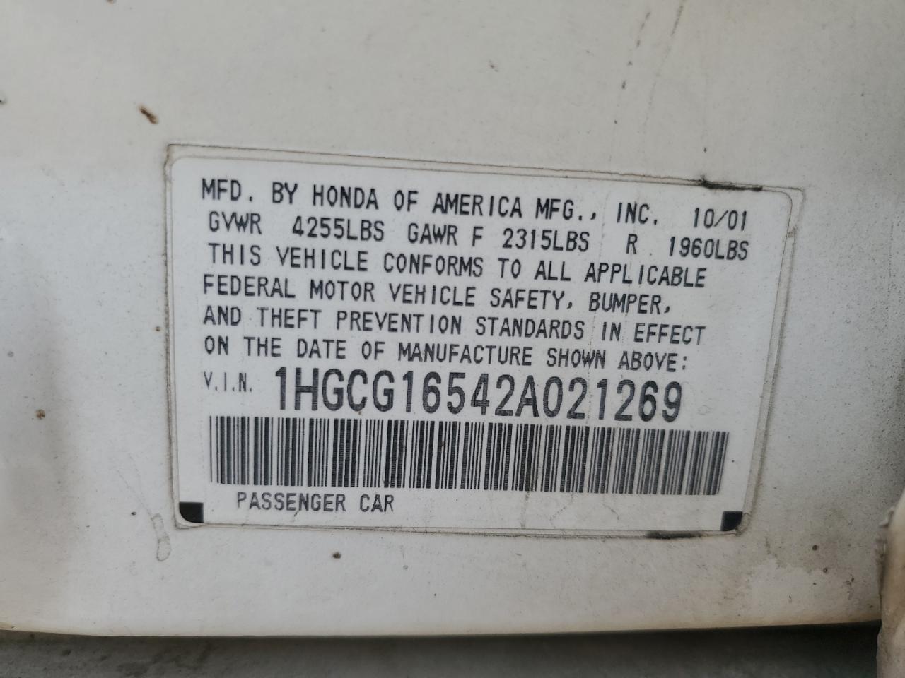 2002 HONDA ACCORD