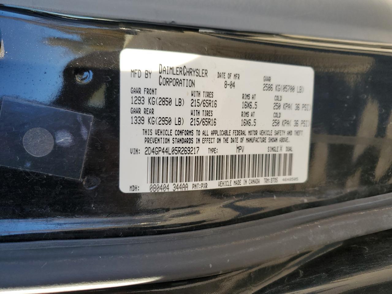 2005 DODGE GRAND CARAVAN