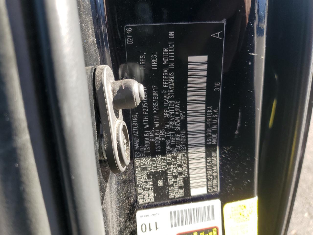 2016 TOYOTA SIENNA