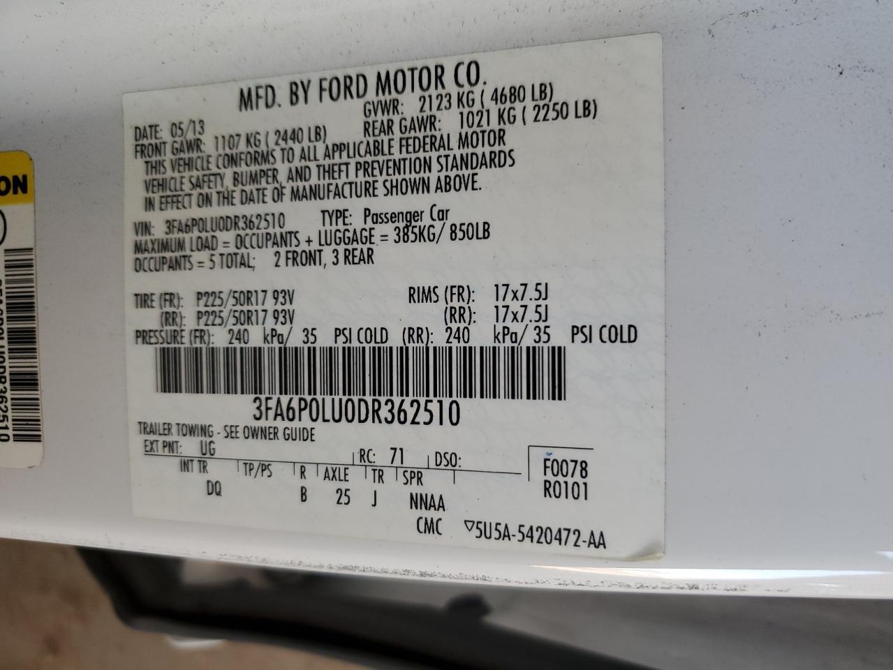 2013 FORD FUSION