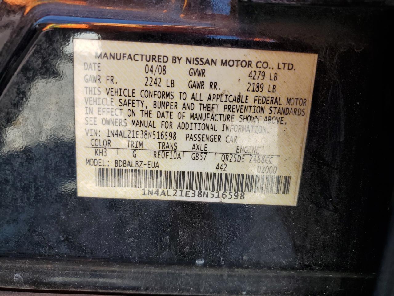2008 NISSAN ALTIMA