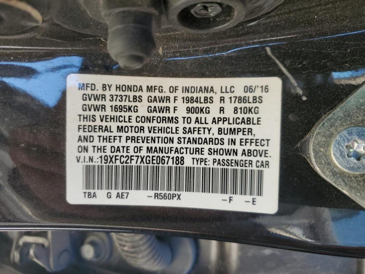 2016 HONDA CIVIC