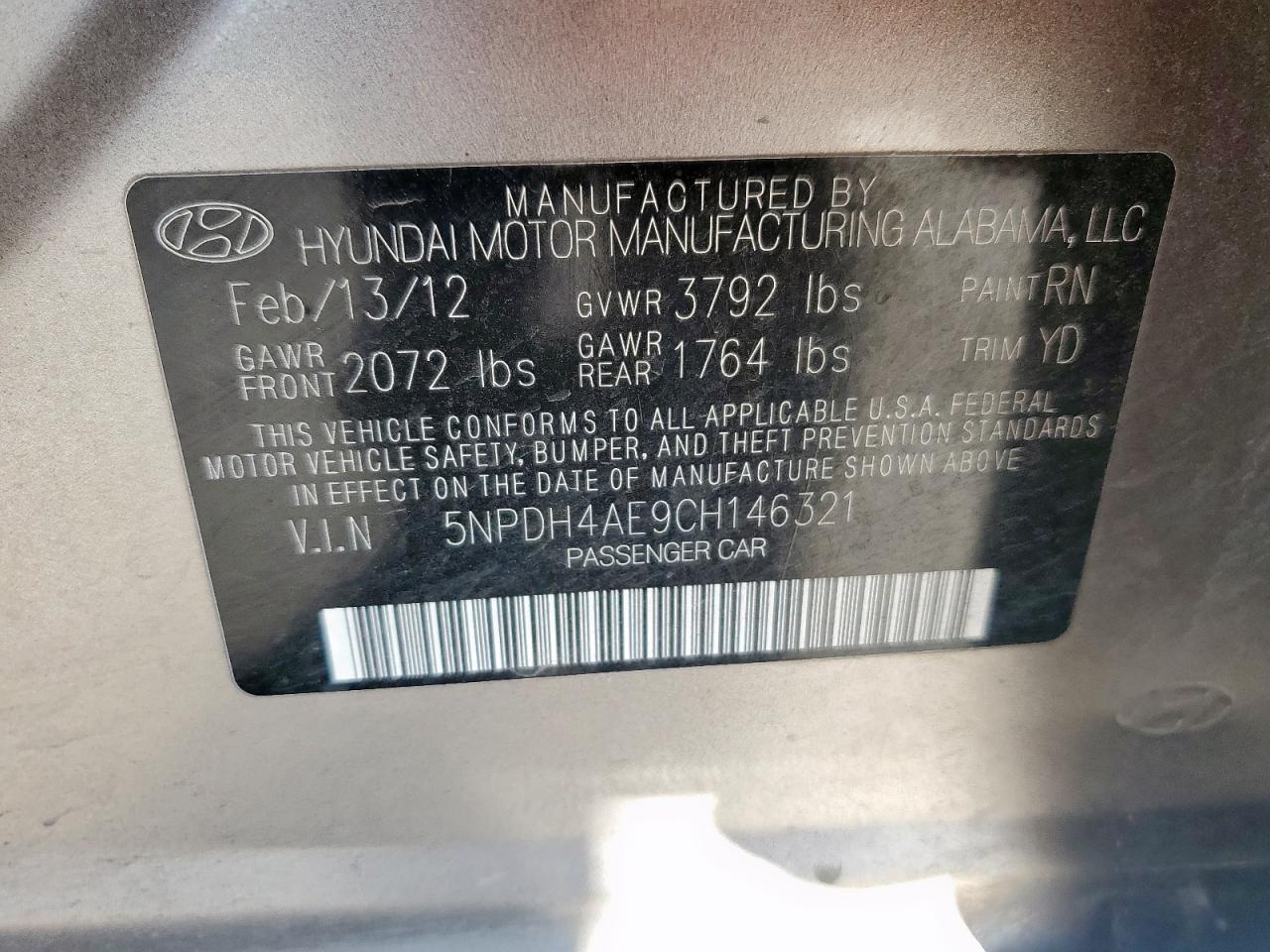 2012 HYUNDAI ELANTRA