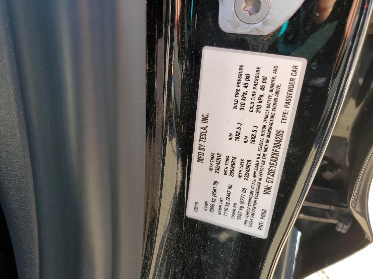 2019 TESLA MODEL 3
