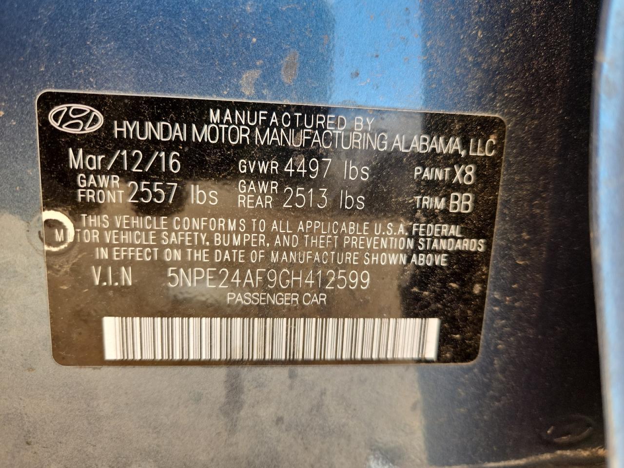 2016 HYUNDAI SONATA