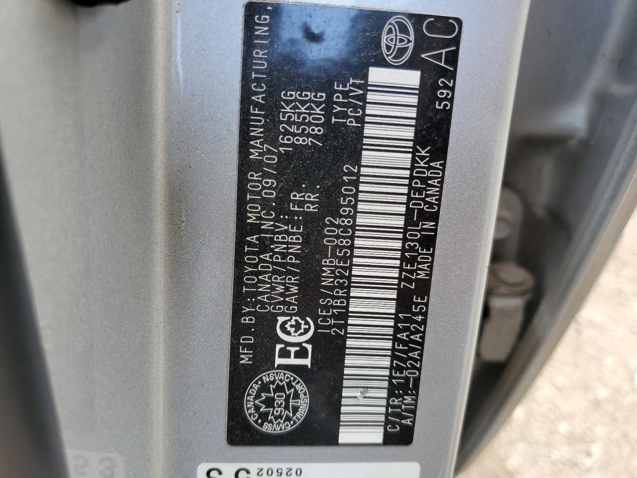 2008 TOYOTA COROLLA