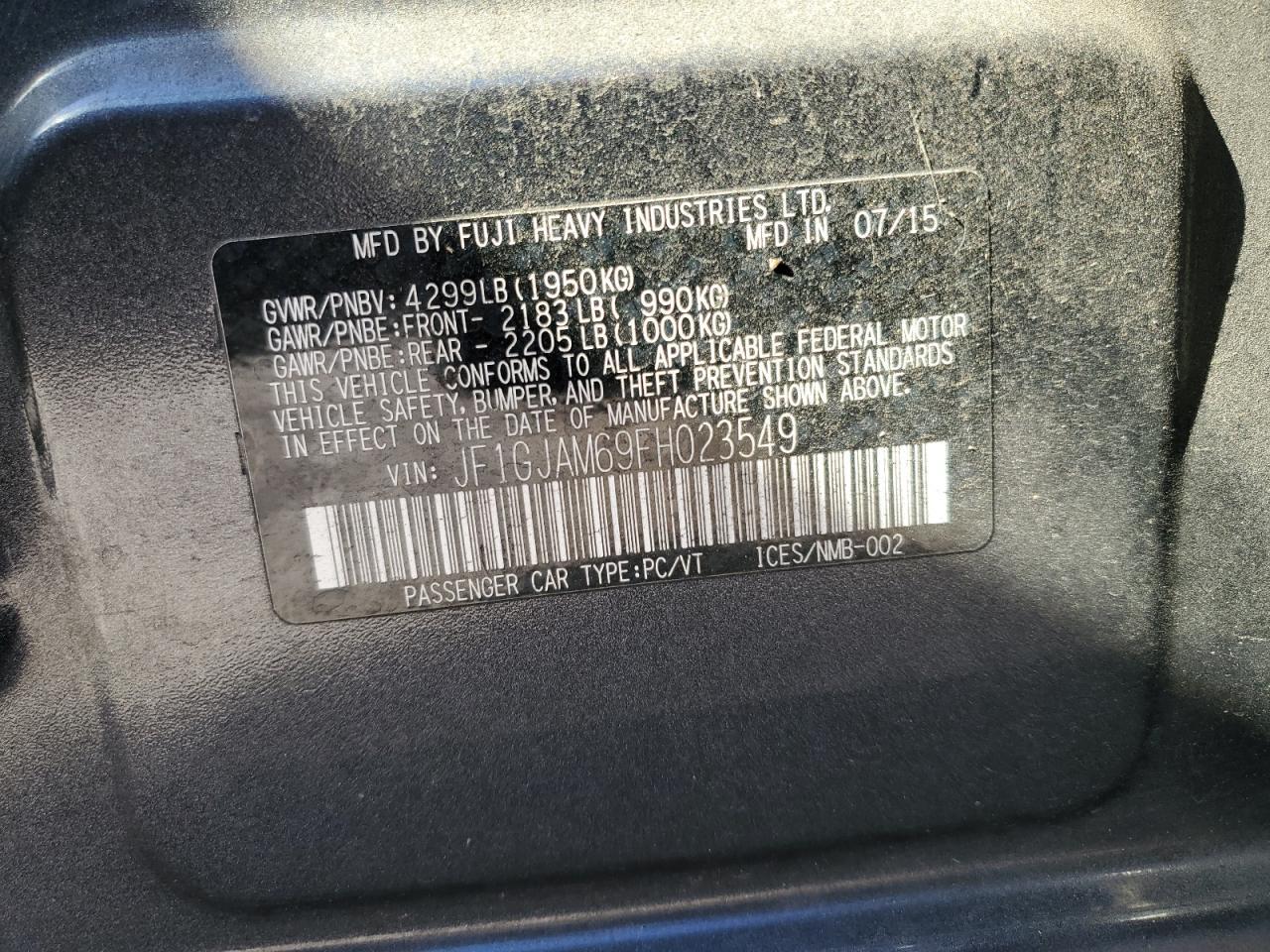2015 SUBARU IMPREZA