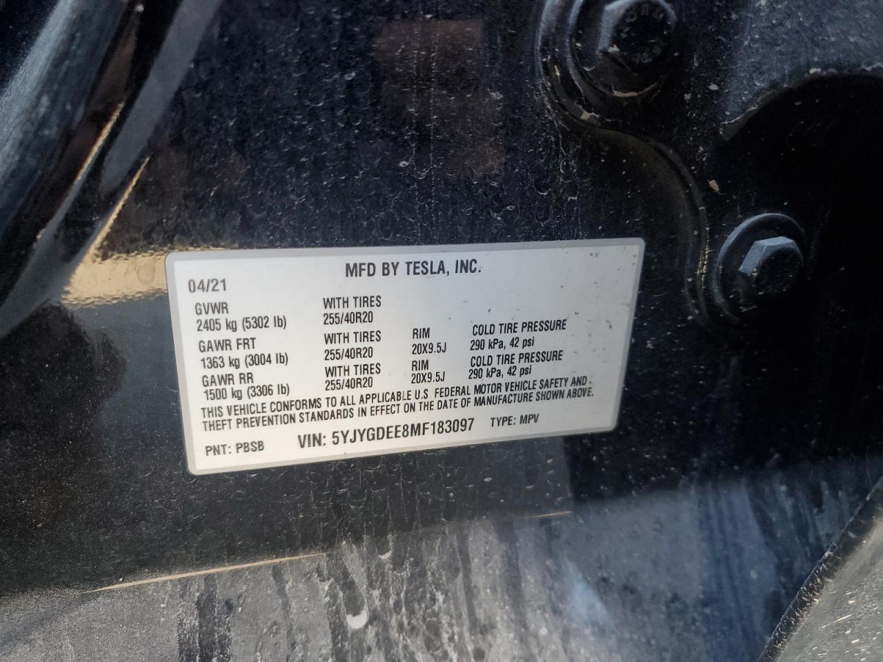2021 TESLA MODEL Y
