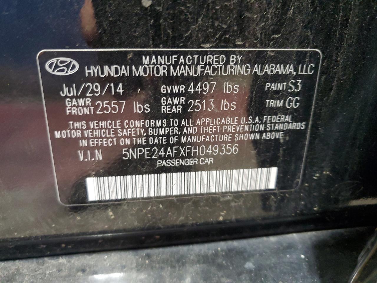2015 HYUNDAI SONATA