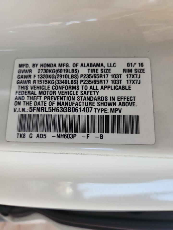 2016 HONDA ODYSSEY