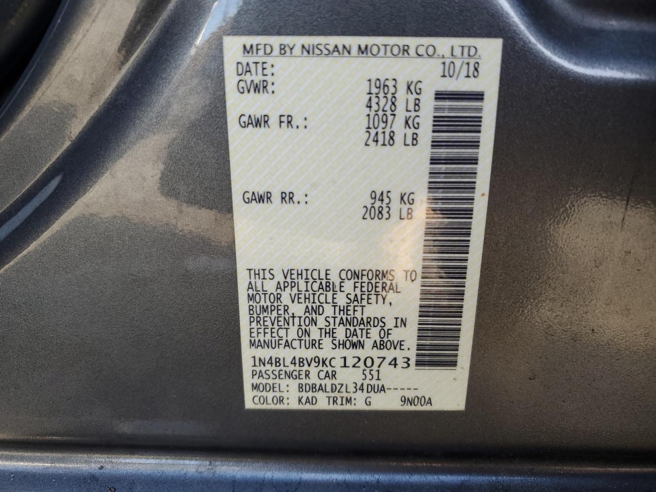 2019 NISSAN ALTIMA