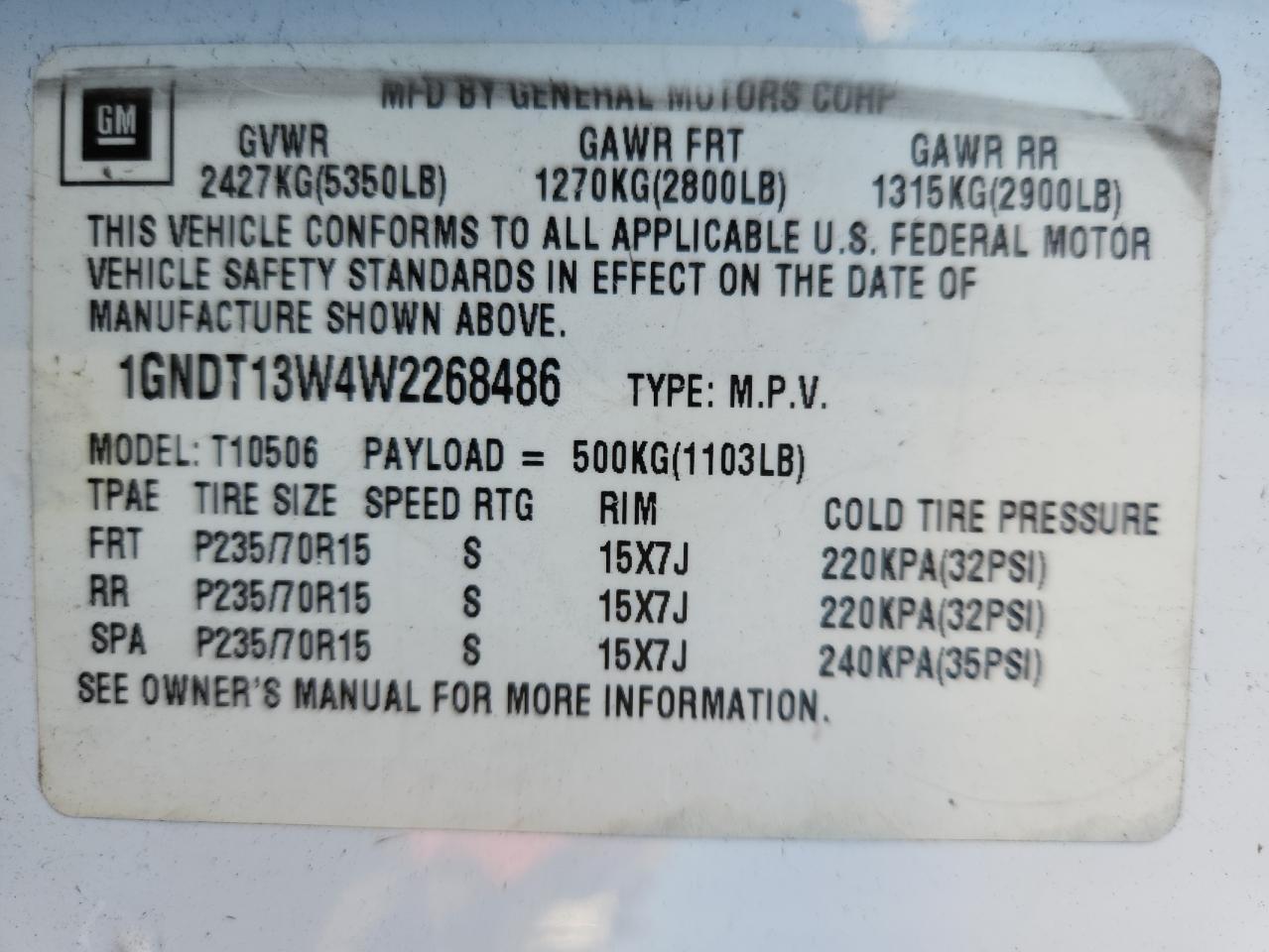 1998 CHEVROLET BLAZER