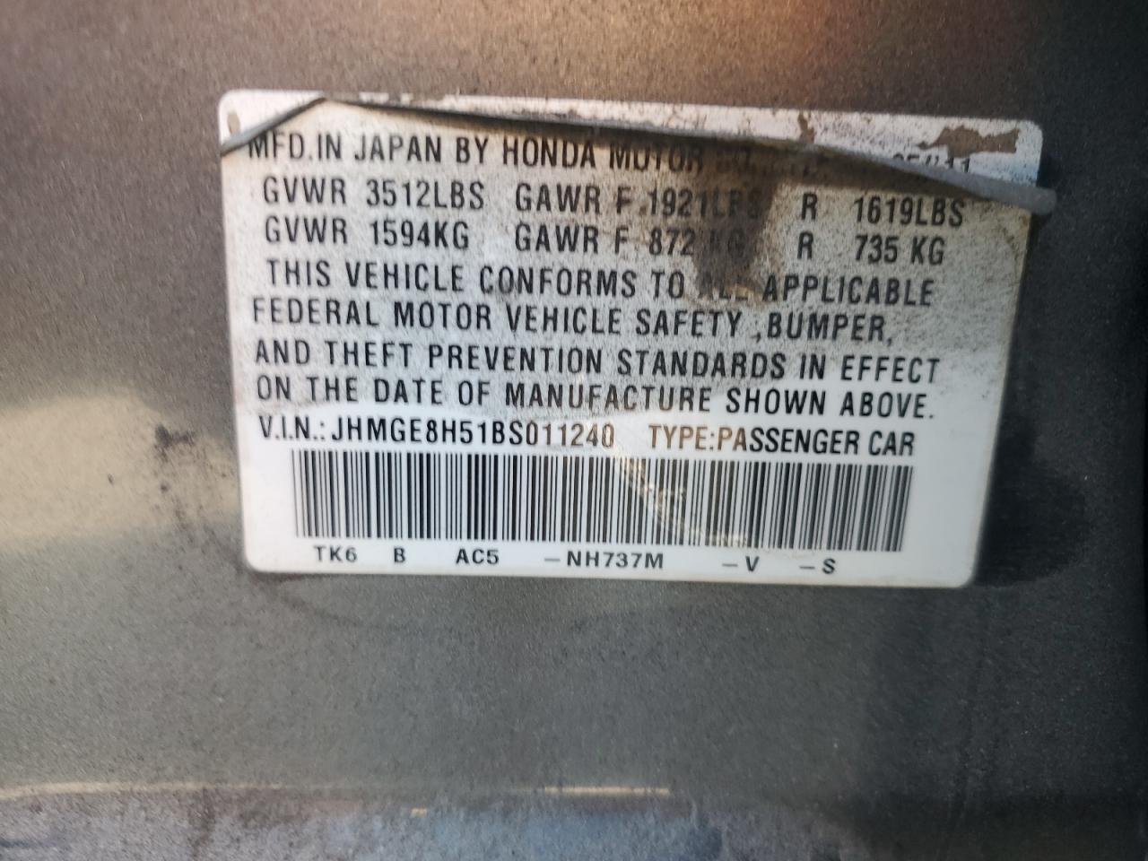 2011 HONDA FIT