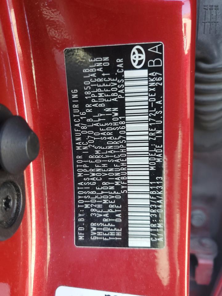 2017 TOYOTA COROLLA