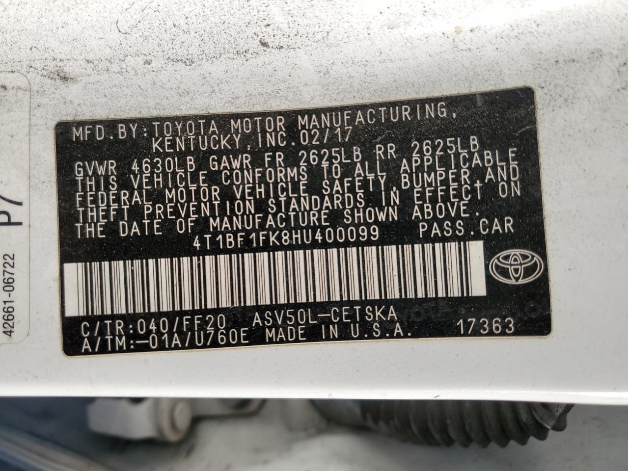 2017 TOYOTA CAMRY