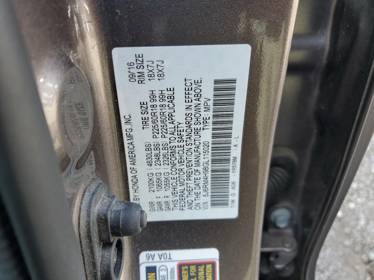 2016 HONDA CR-V