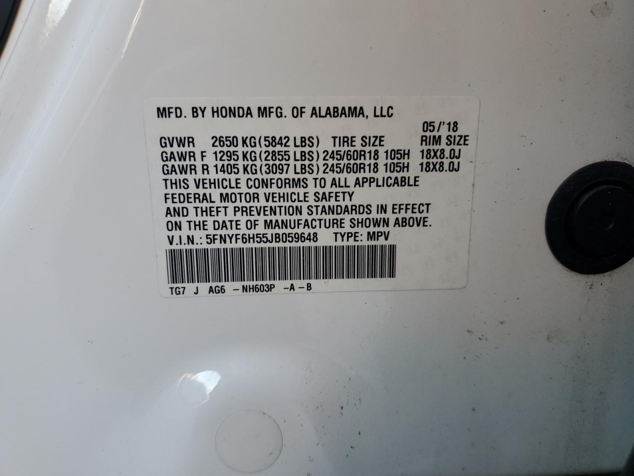2018 HONDA PILOT