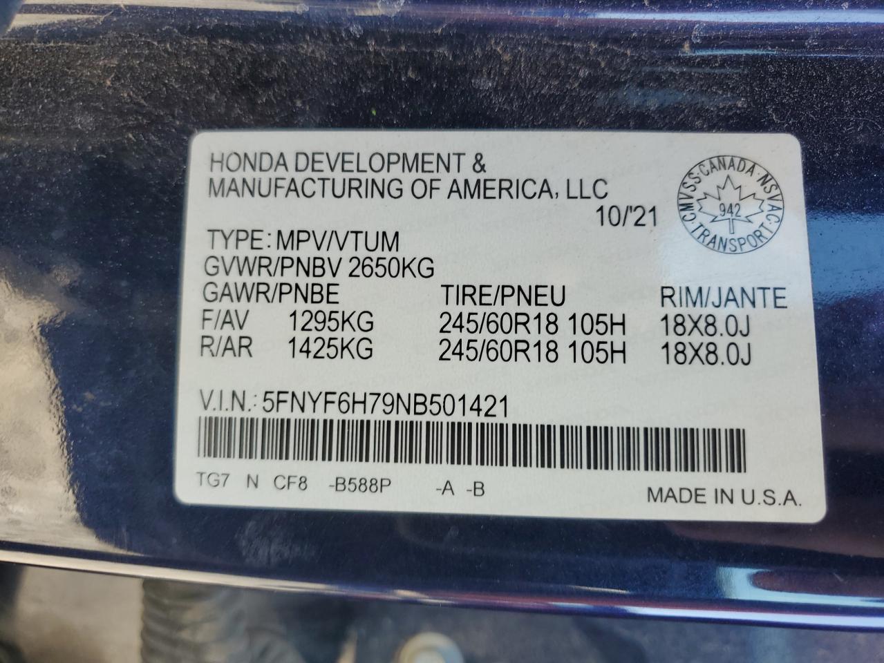 2022 HONDA PILOT