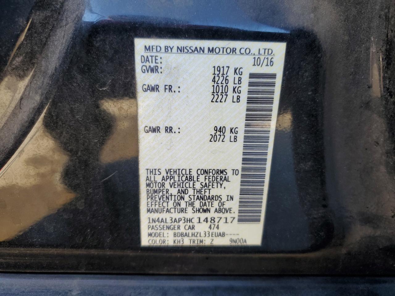2017 NISSAN ALTIMA