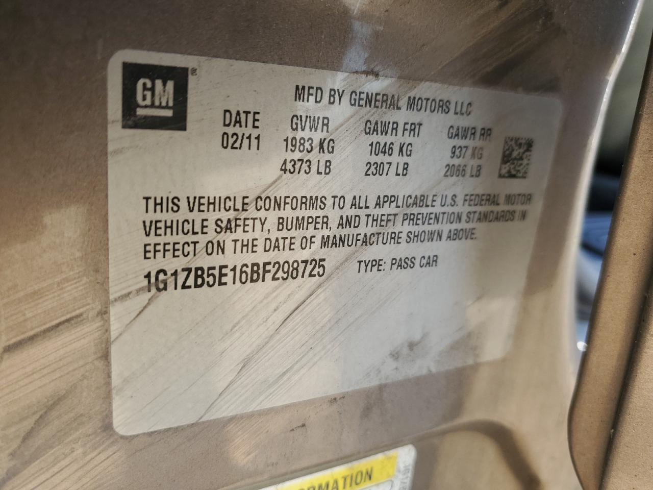 2011 CHEVROLET MALIBU