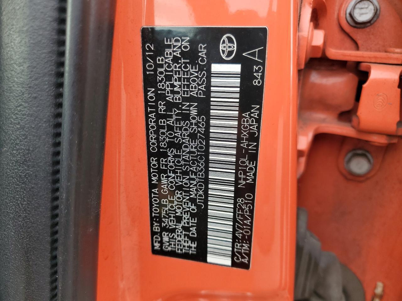 2012 TOYOTA Prius c