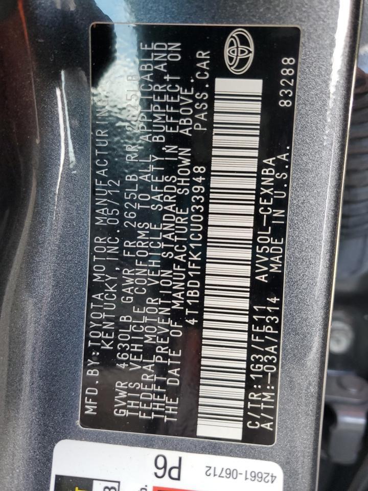 2012 TOYOTA CAMRY