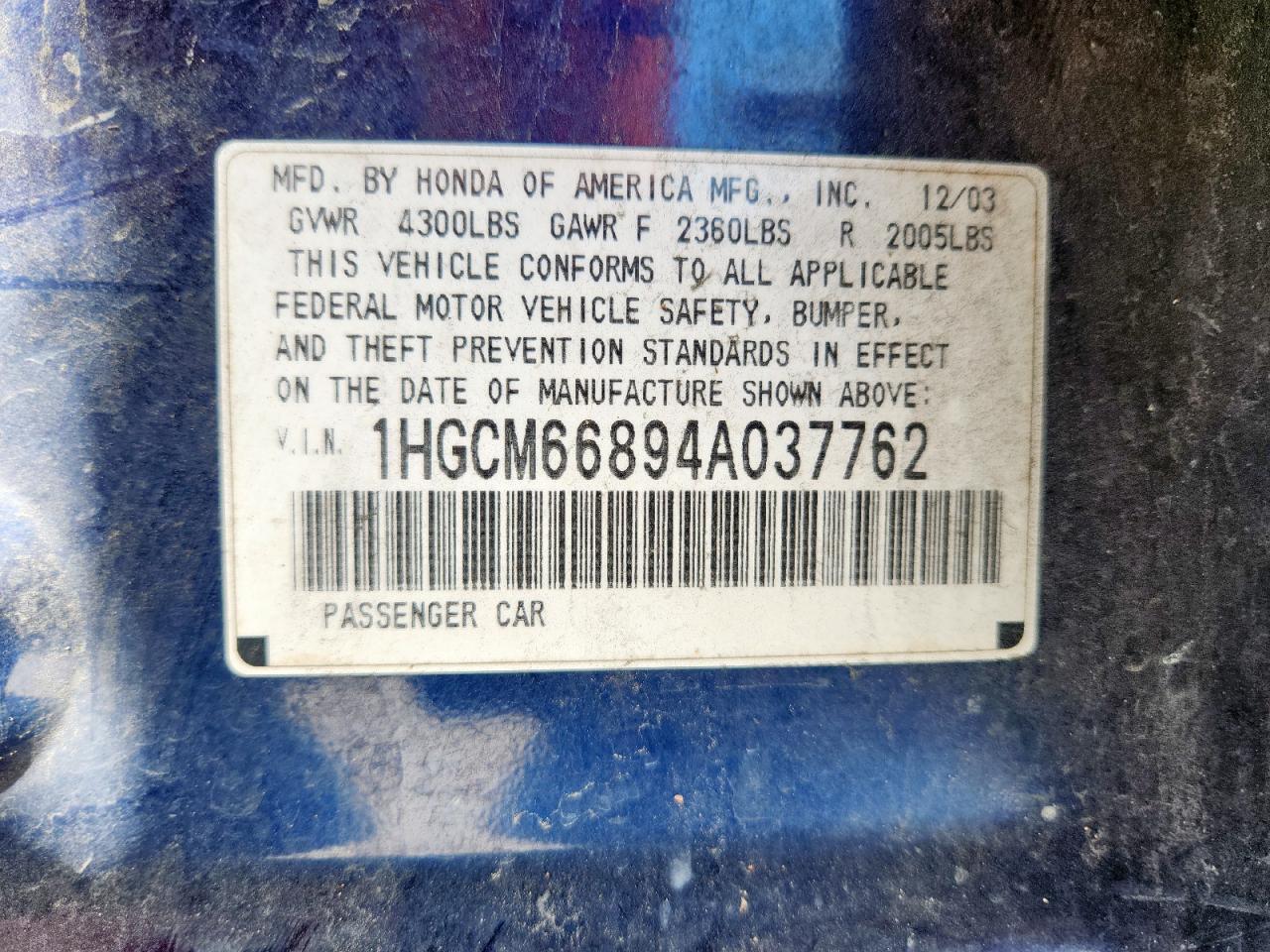 2004 HONDA ACCORD