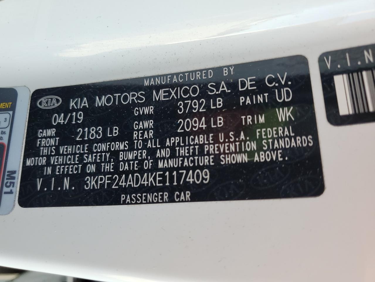 2019 KIA FORTE