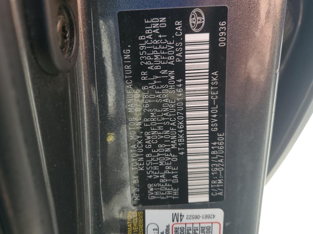 2007 TOYOTA CAMRY