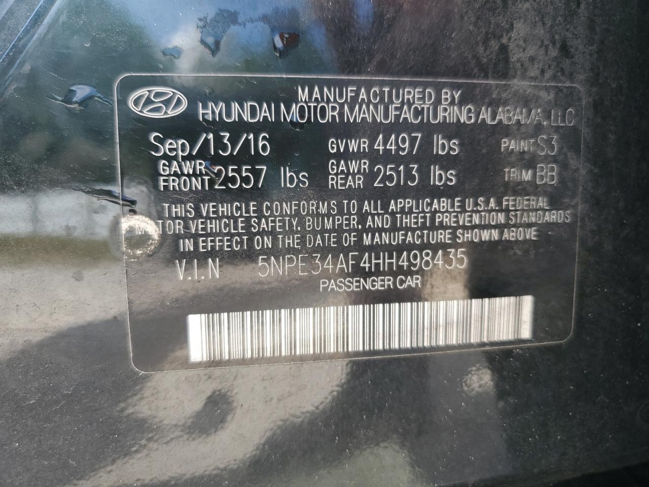 2017 HYUNDAI SONATA