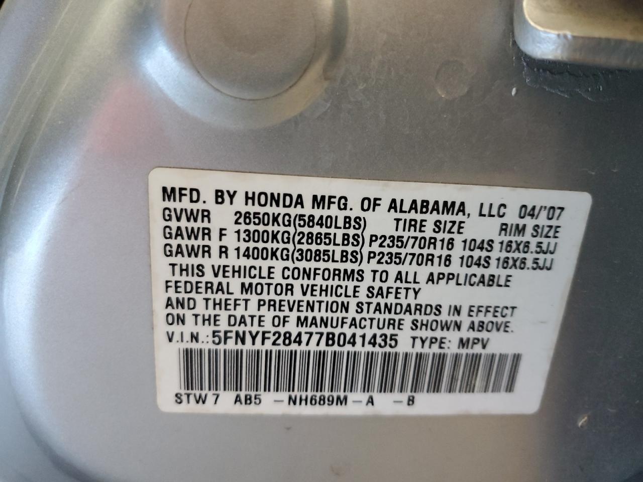 2007 HONDA PILOT