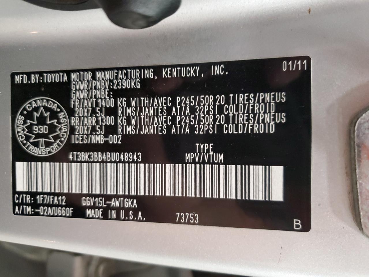 2011 TOYOTA VENZA