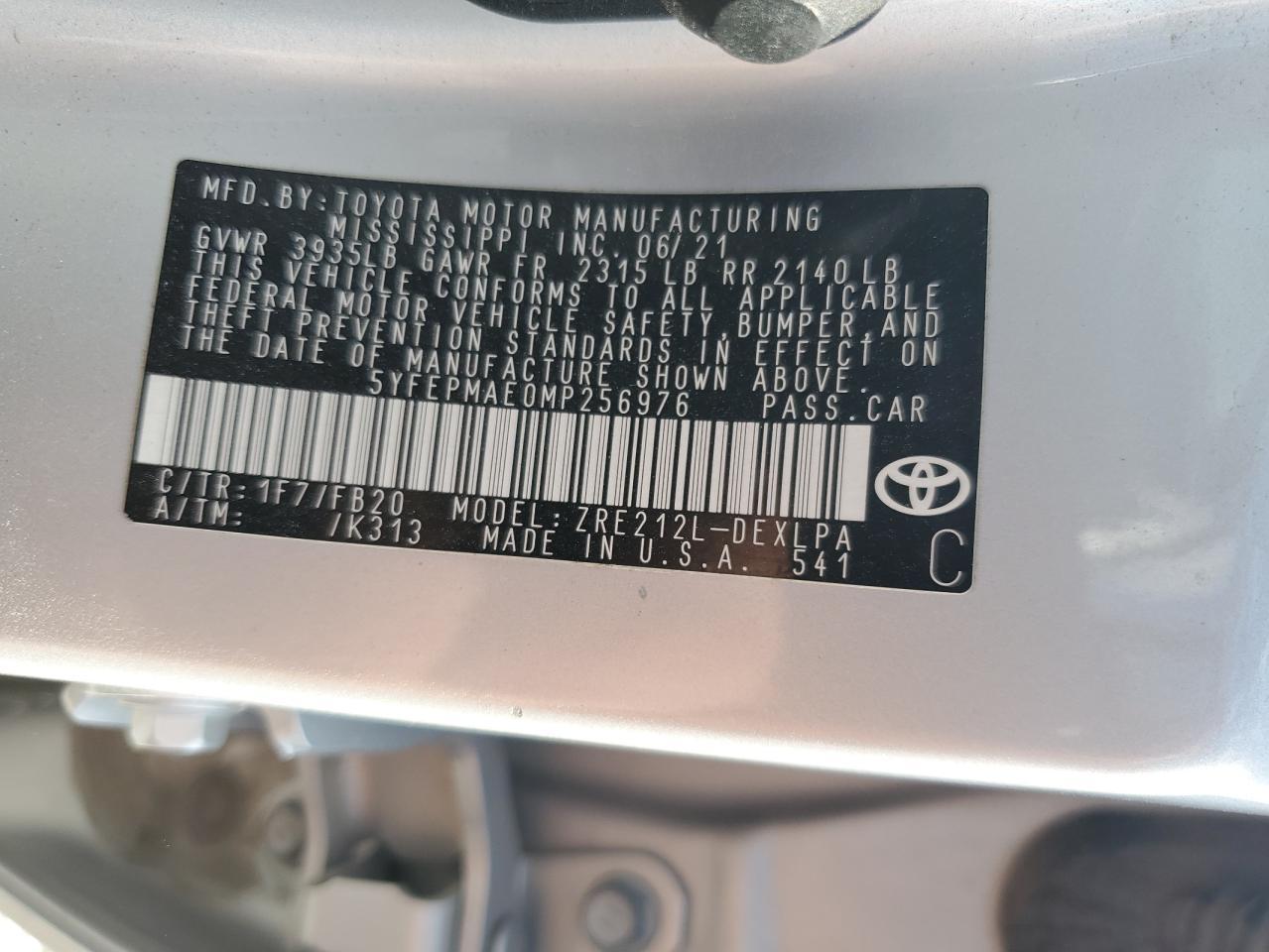 2021 TOYOTA COROLLA