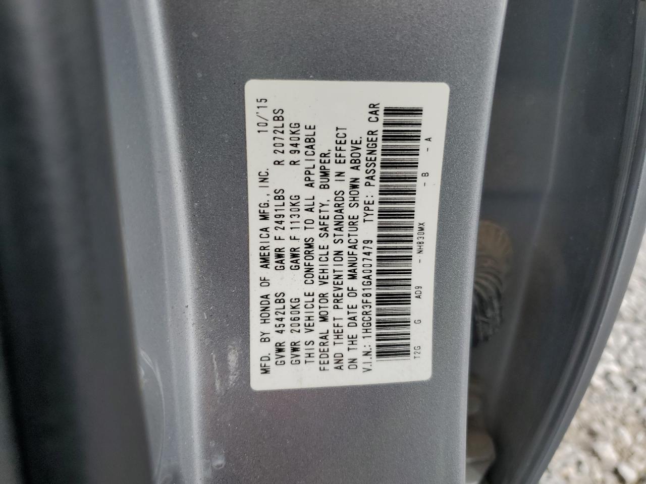 2016 HONDA ACCORD