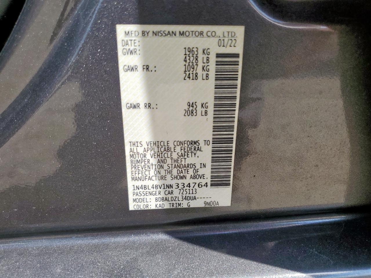 2022 NISSAN ALTIMA