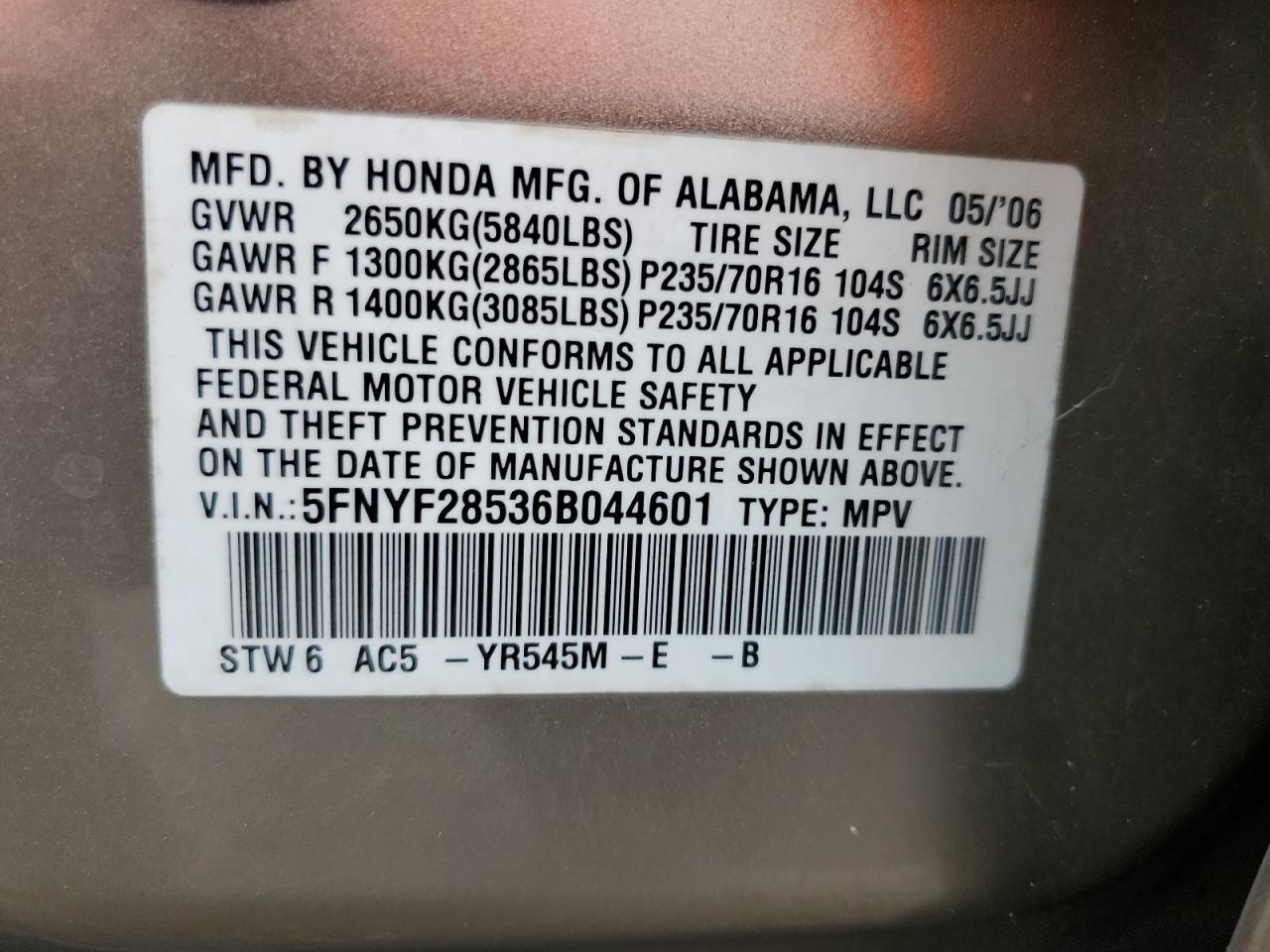 2006 HONDA PILOT