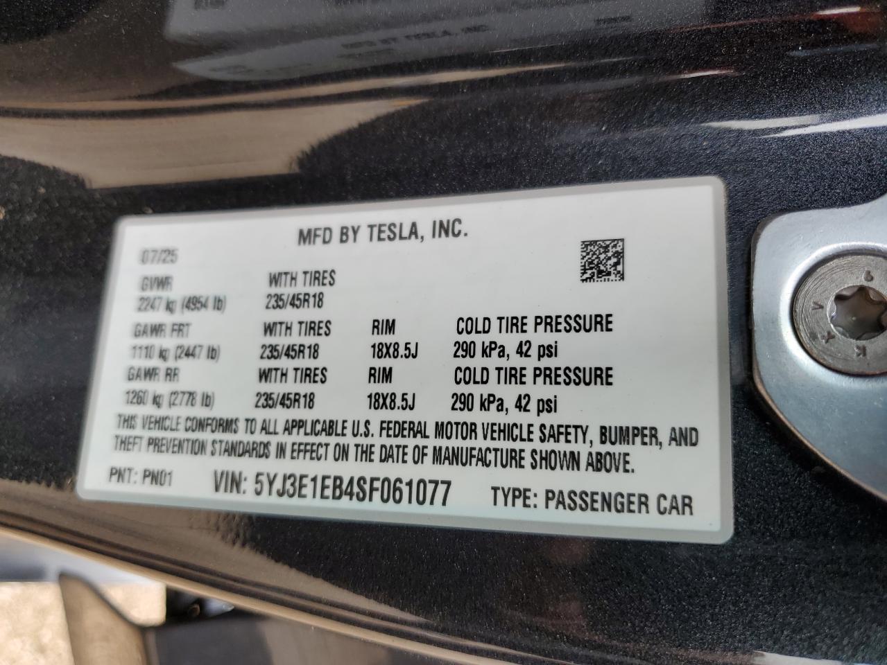 2025 TESLA MODEL 3