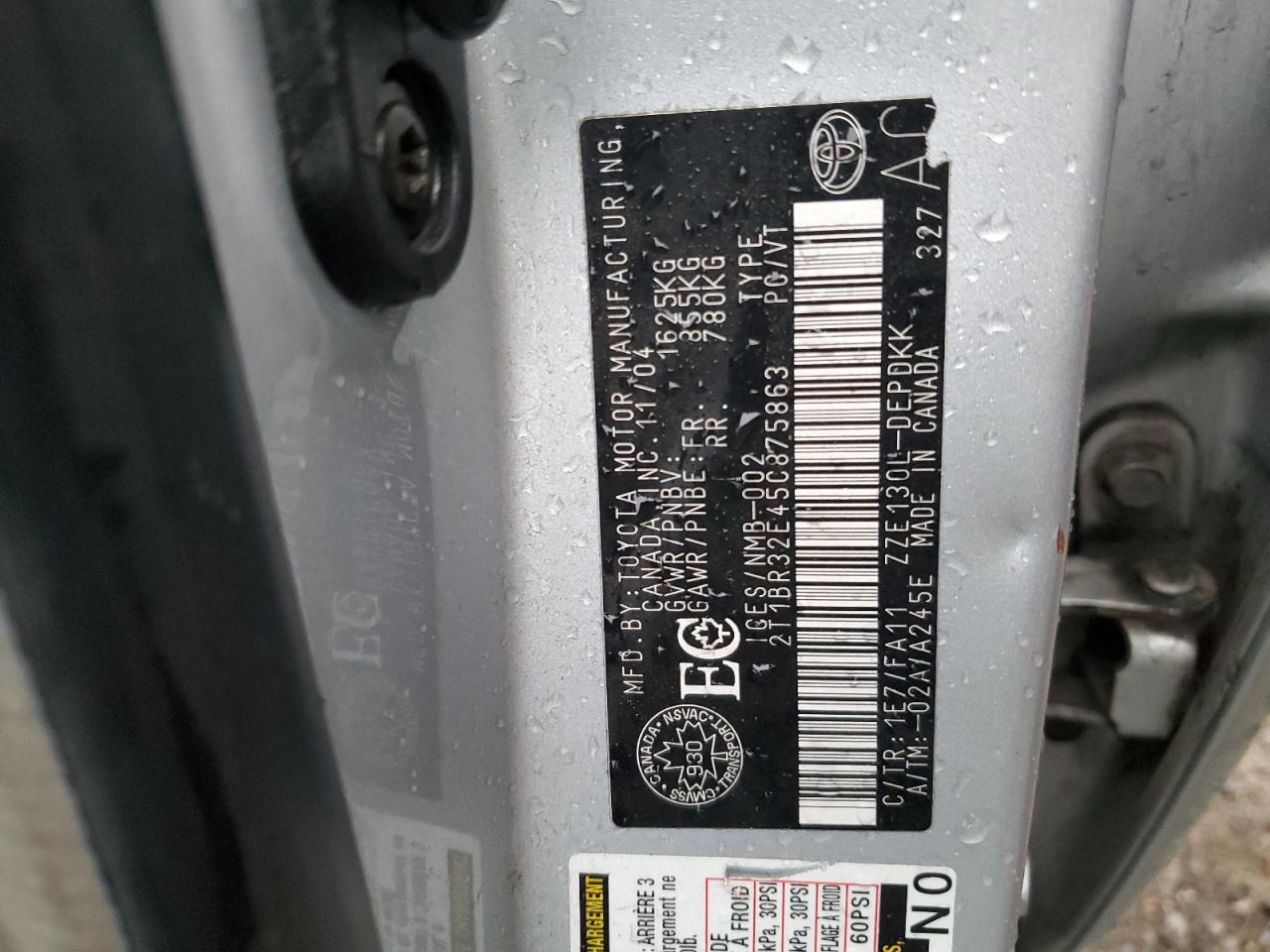 2005 TOYOTA COROLLA