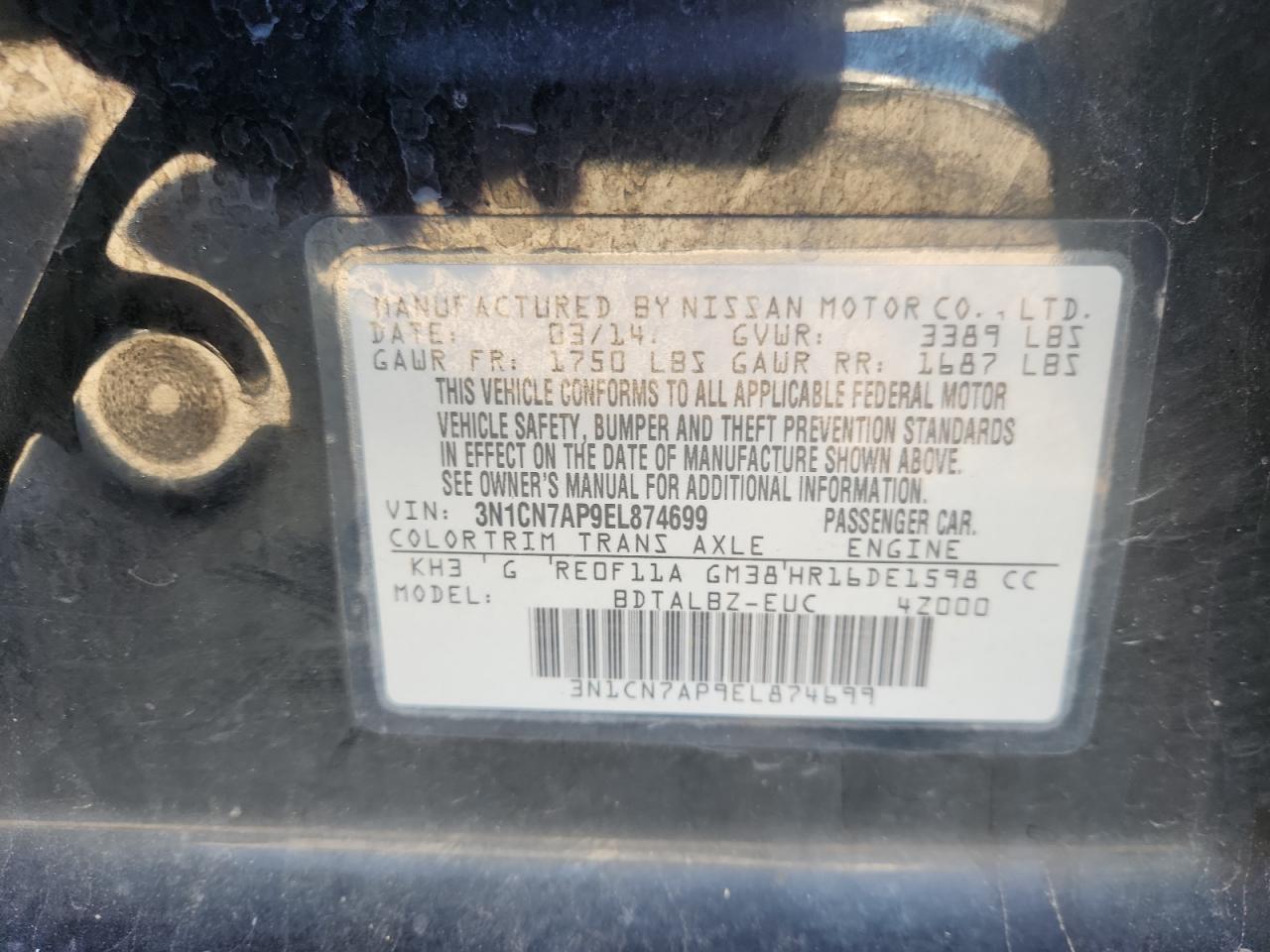 2014 NISSAN VERSA