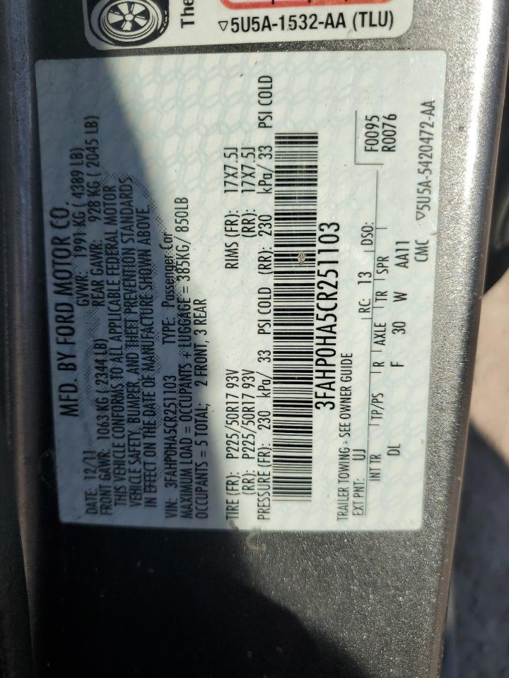 2012 FORD FUSION