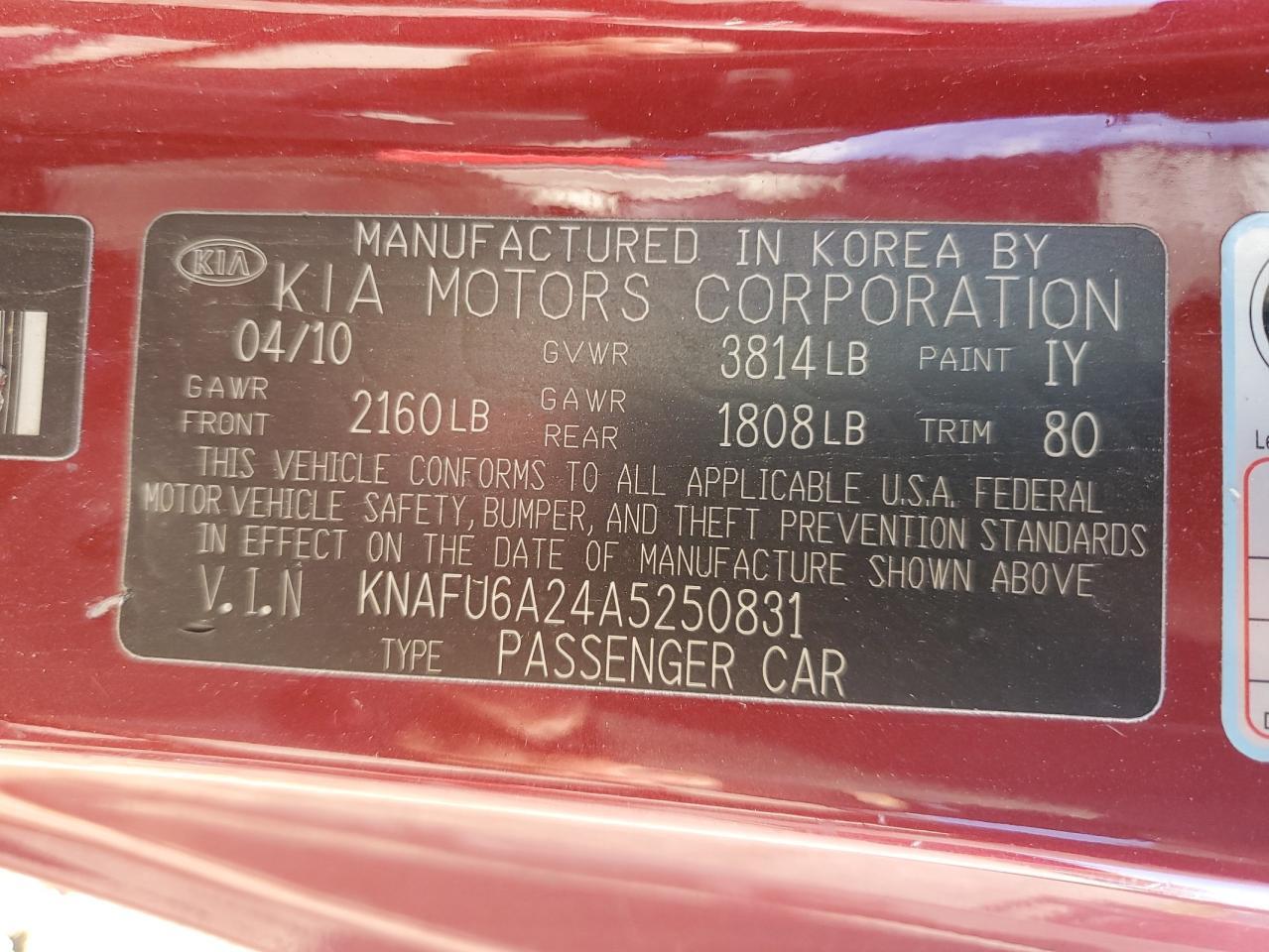 2010 KIA FORTE