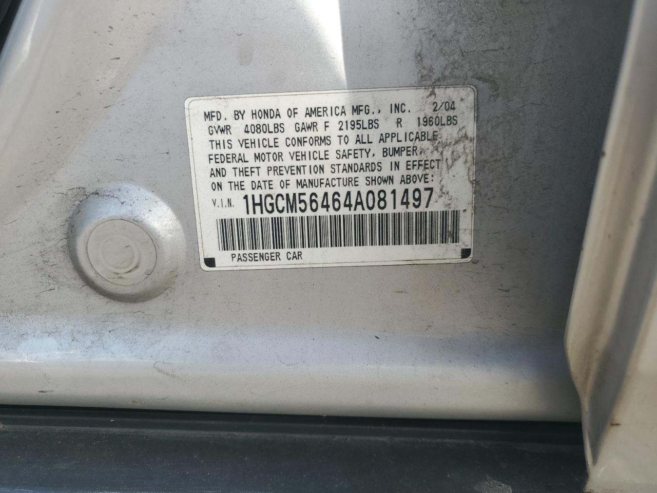 2004 HONDA ACCORD