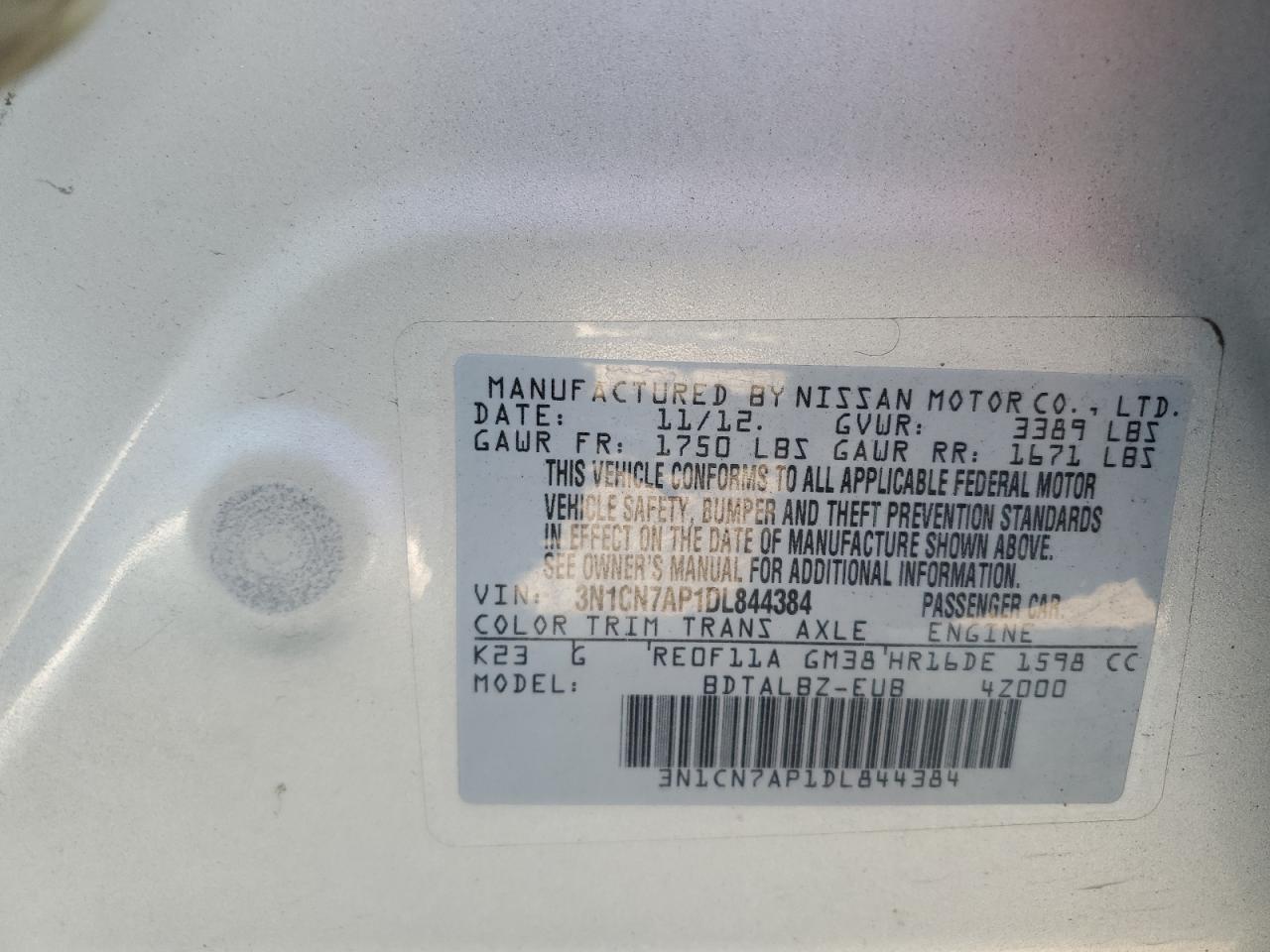 2013 NISSAN VERSA