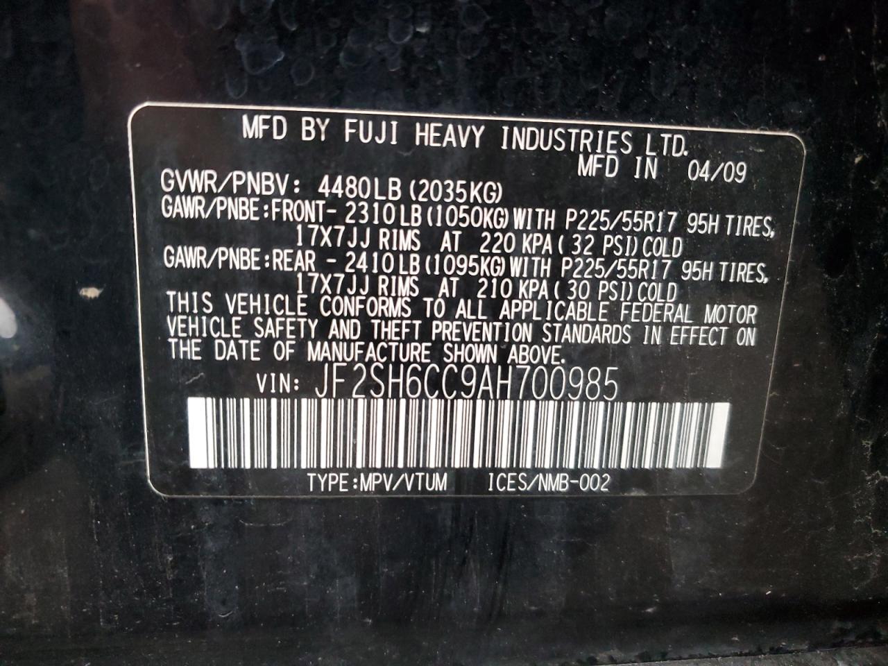 2010 SUBARU FORESTER