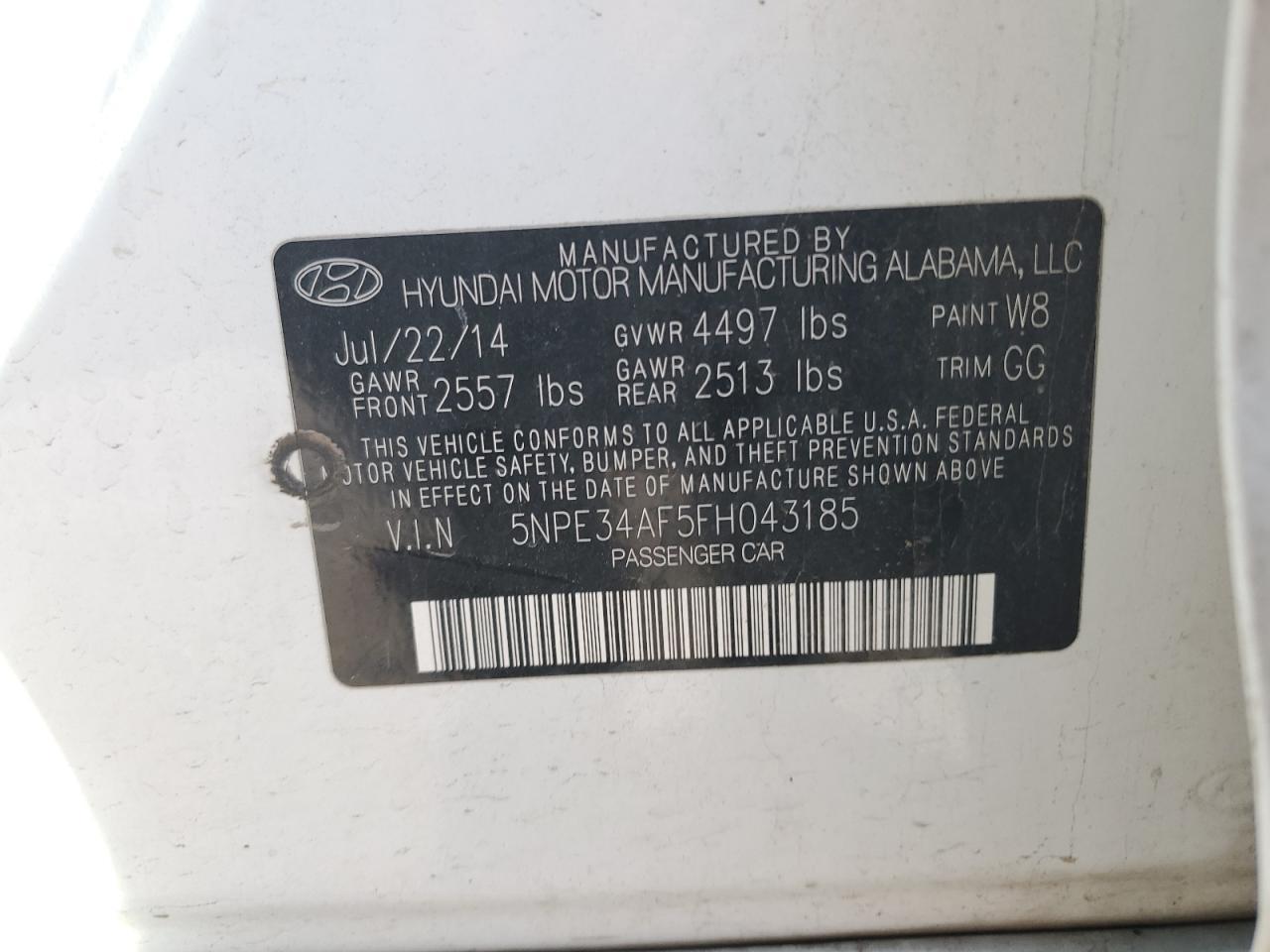 2015 HYUNDAI SONATA