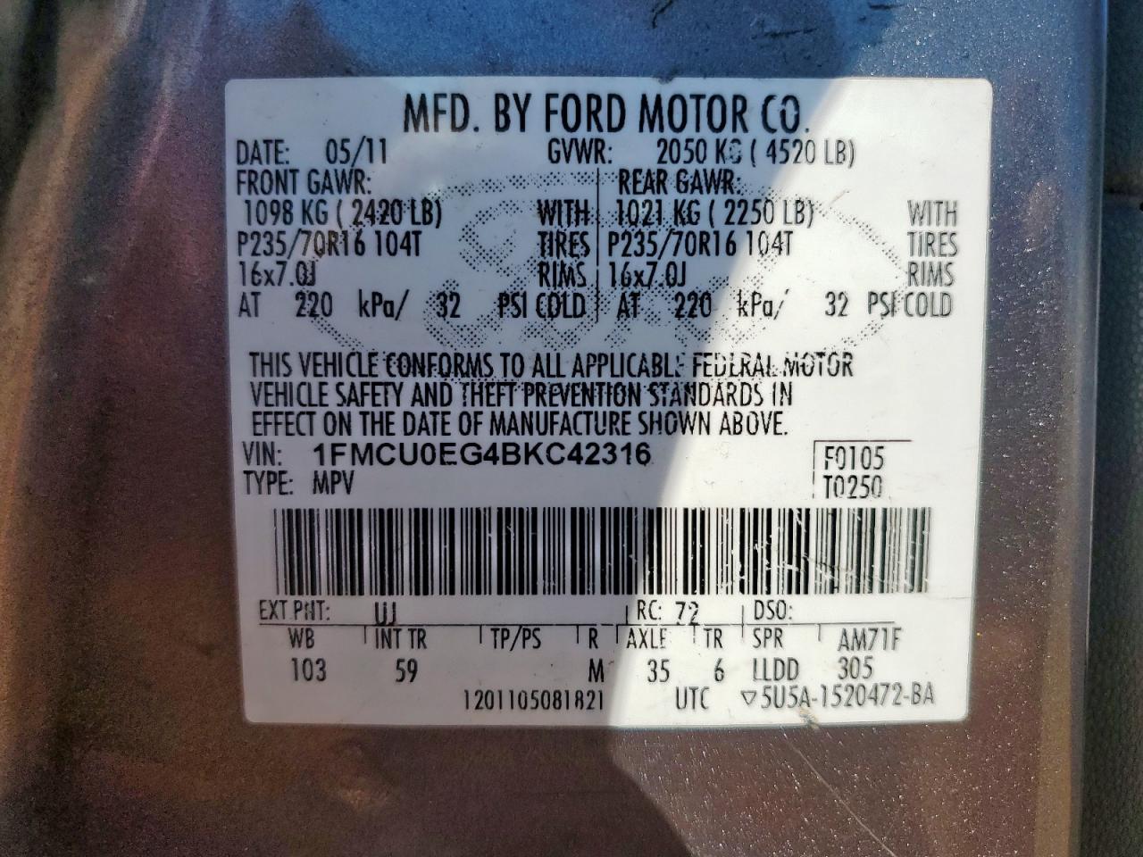 2011 FORD ESCAPE