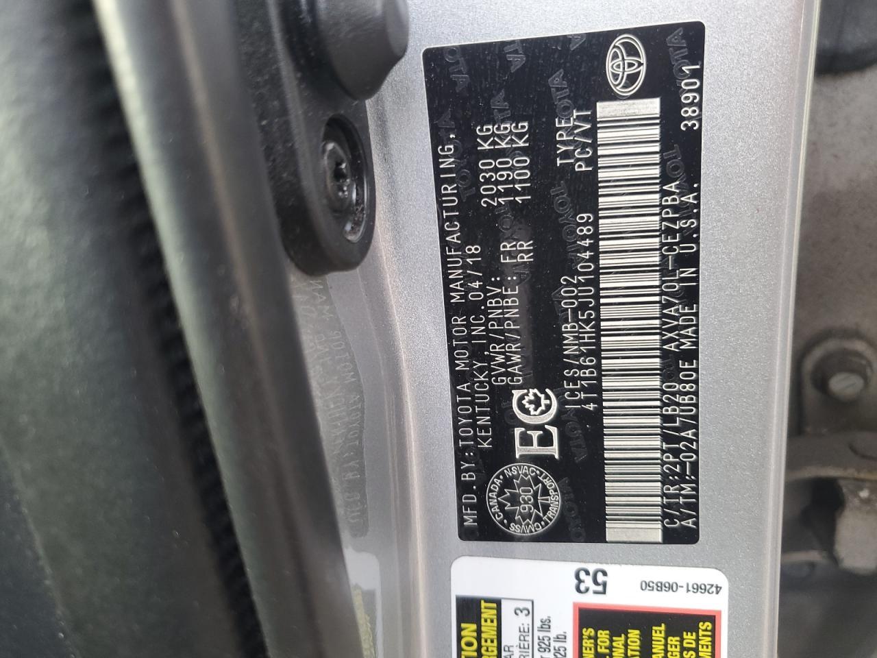 2018 TOYOTA CAMRY
