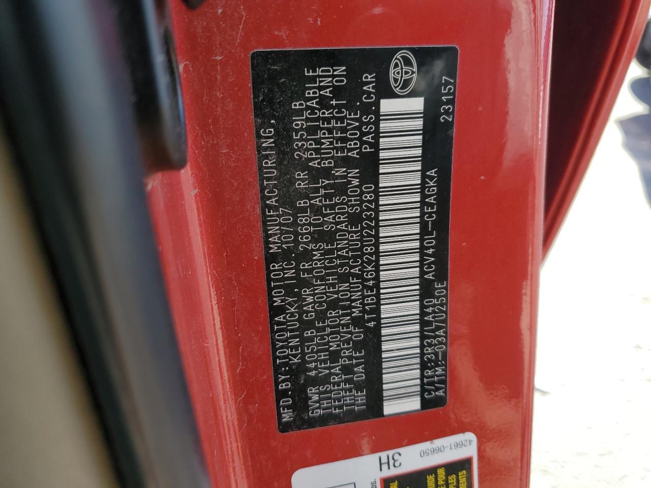 2008 TOYOTA CAMRY
