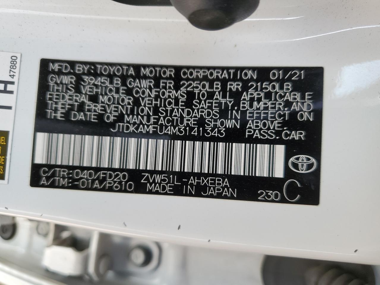 2021 TOYOTA PRIUS