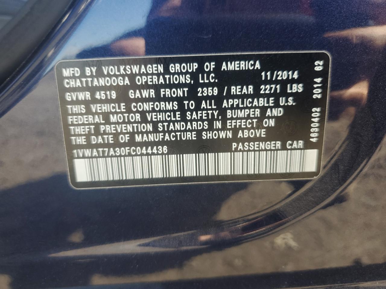 2015 VOLKSWAGEN Passat